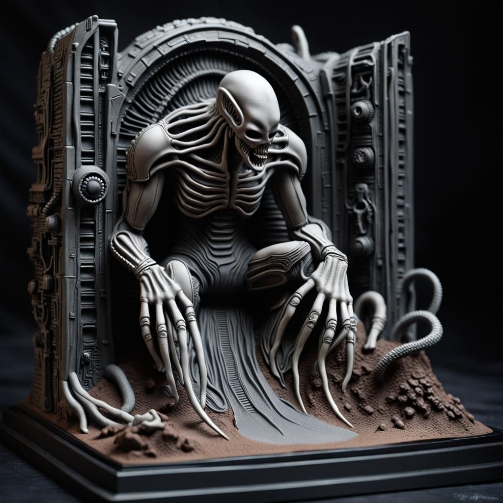 Biomechanical Action Hero Figurine in Giger Style