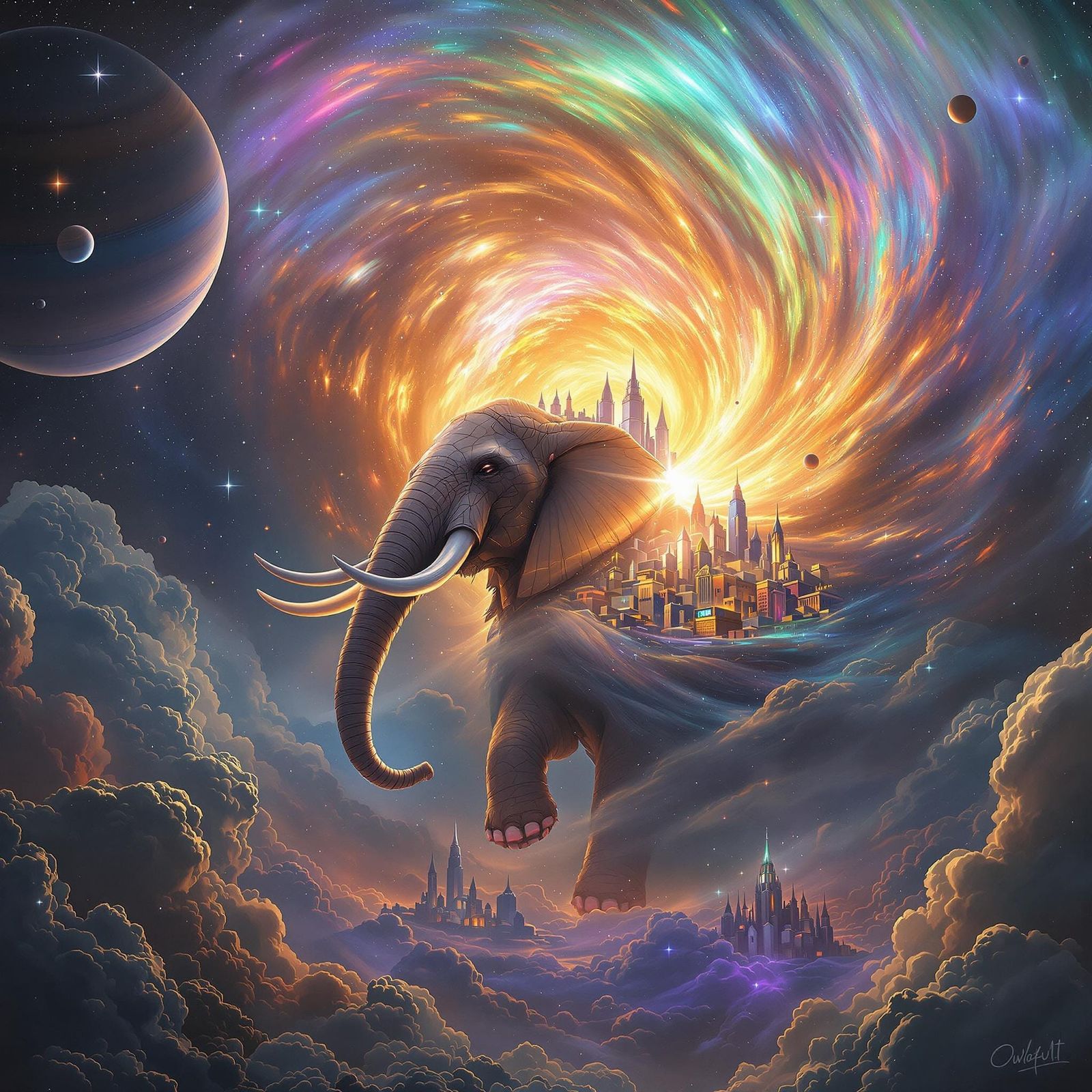 Cosmic Cataclysm: Ringed Planet Meets Sun in a Boundless Bla...