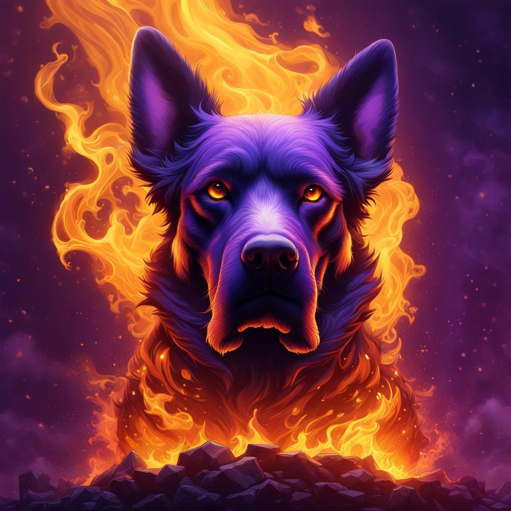 Fiery Dog: Dark Fantasy Art in 8K