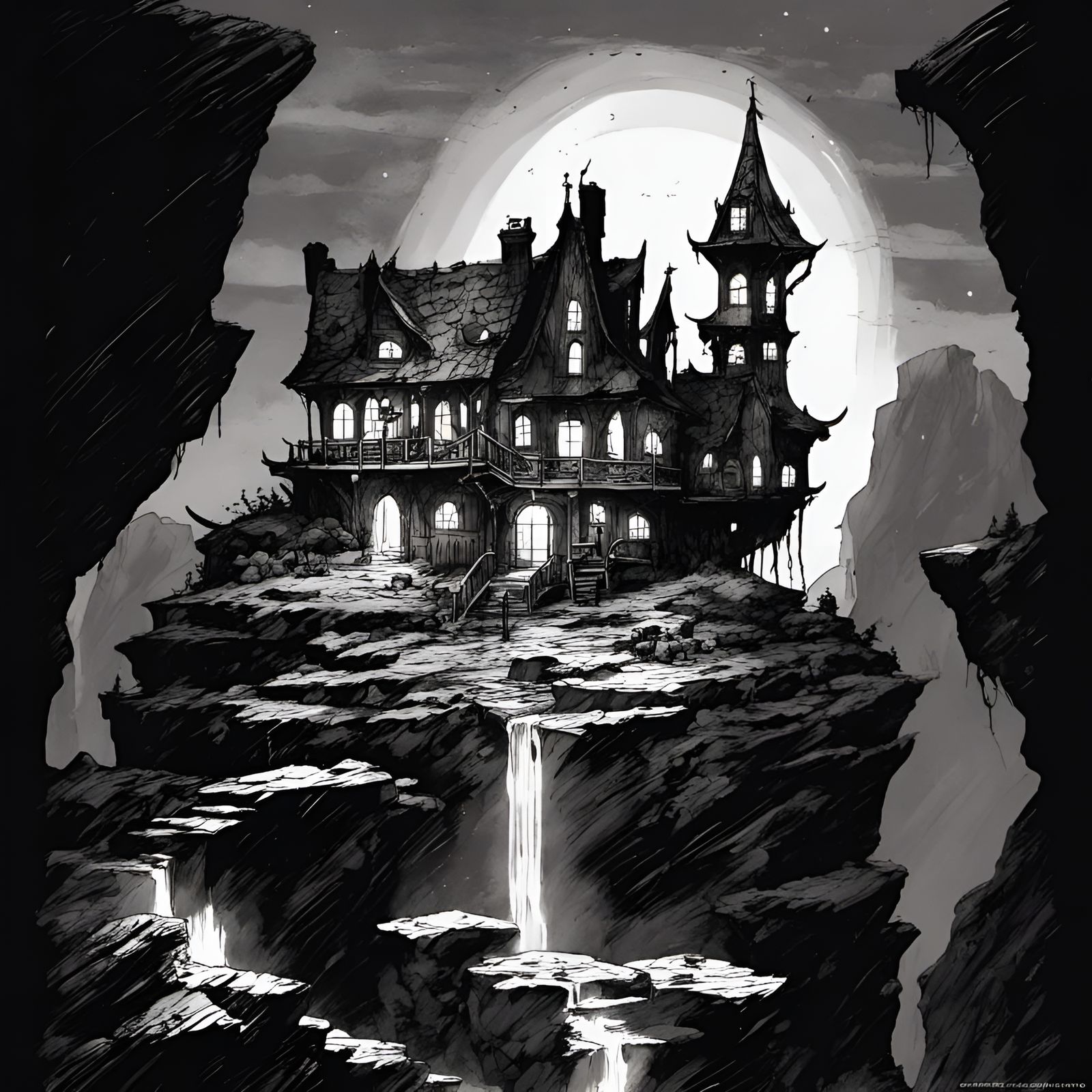 Lonely Mansion above the cliff.