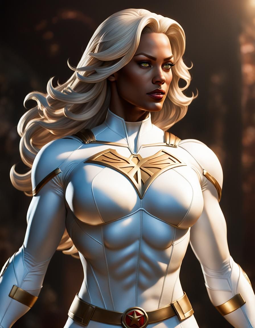 Photorealistic Portrait of Power Girl in Comic Book Style