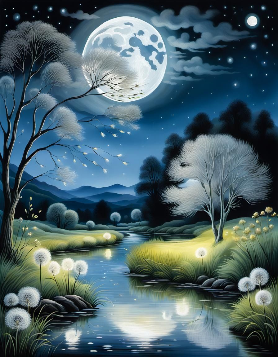 Moonlight by the Stream