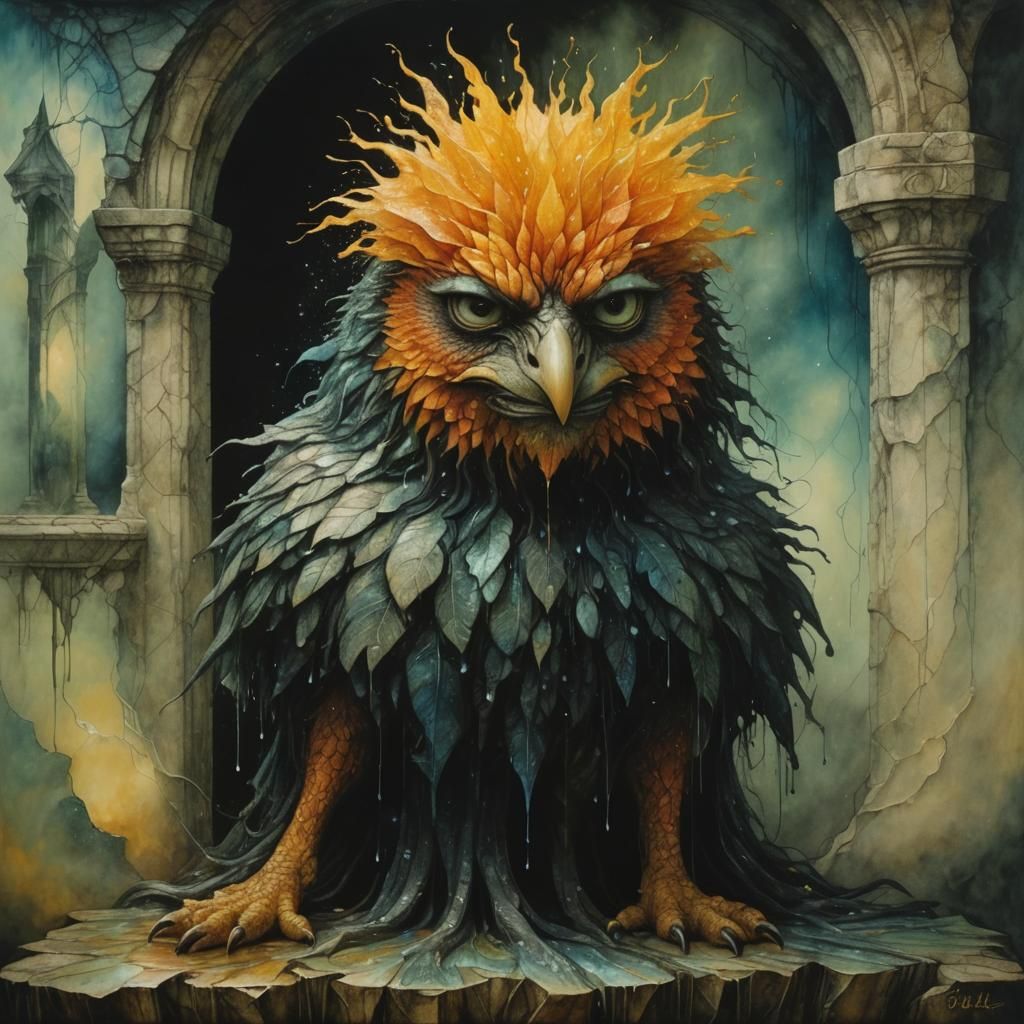 Rain King in 3D Melting Oil on Canvas