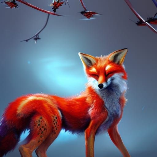 Flower Fox Dark Fantasy Concept Art