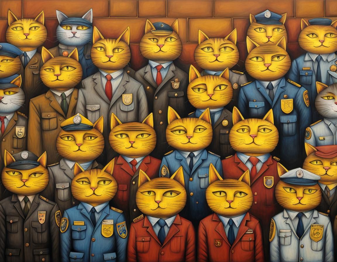 Cat Police Squad in Graffiti Style