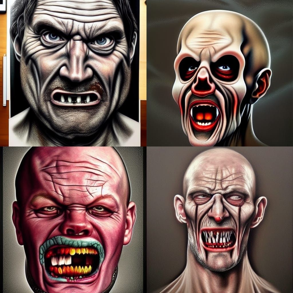 Hyperrealistic Portrait of an Evil Serial Killer