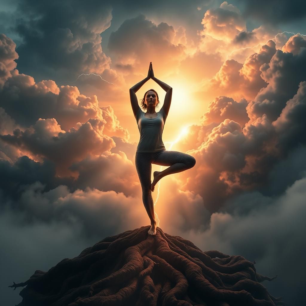 Yoga in a Storm: Cosmic Double Exposure