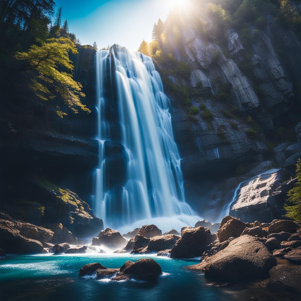 Majestic Waterfall in Cinematic Landscape Photography