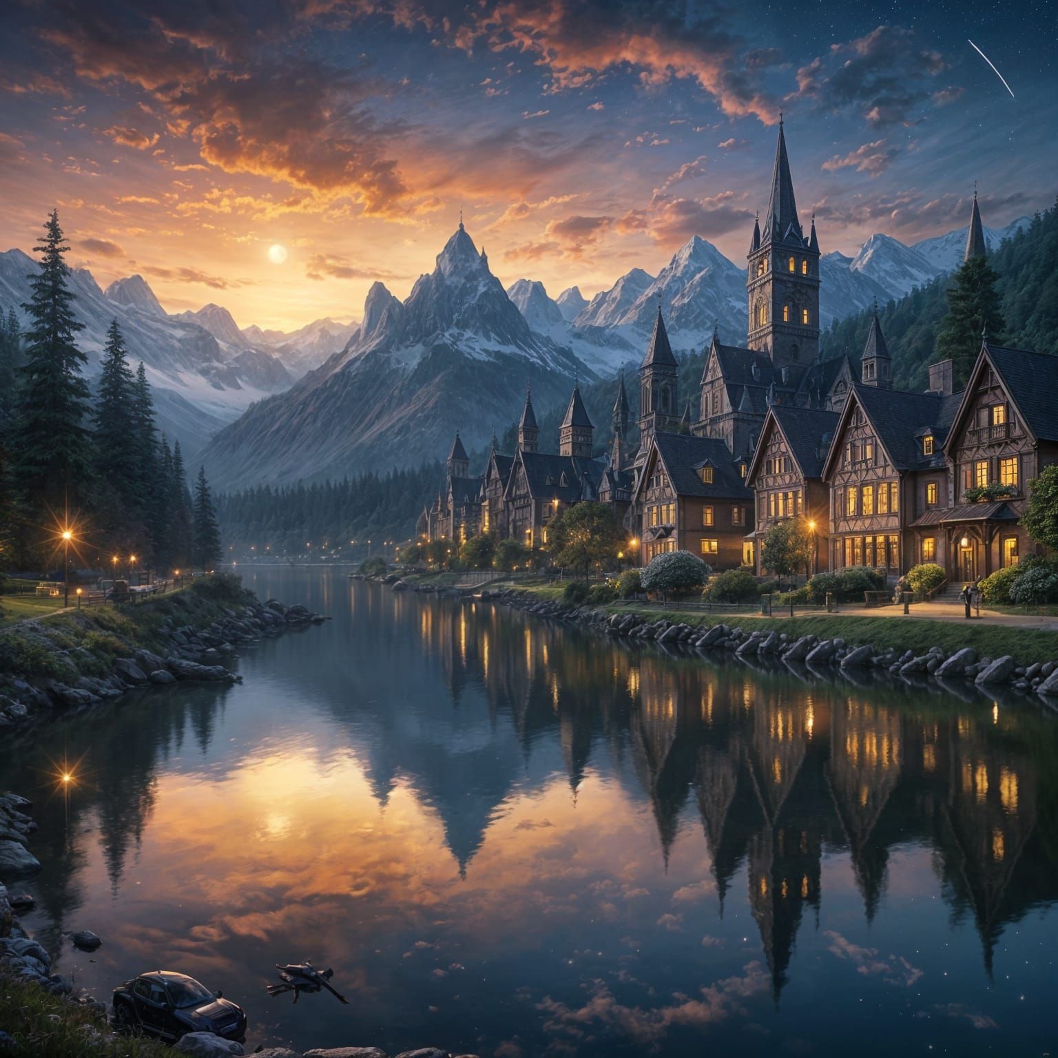 Surreal Futuristic Cityscape Erupts from Rainbow-Colored Wav...