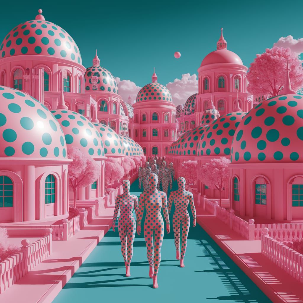 Polka Dot City: A Surreal Monochromatic Dream