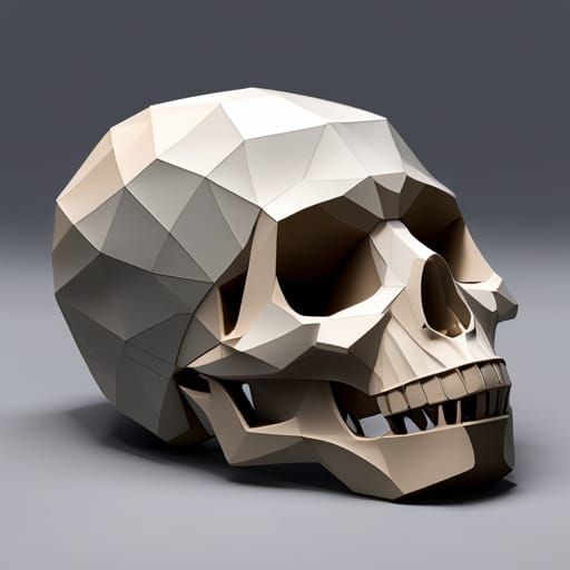 Papercraft human skull sculpture by Per.