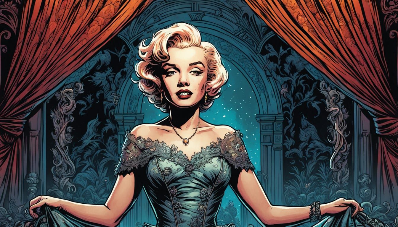 Marilyn Monroe as Victorian Portrait, Detailed Gown