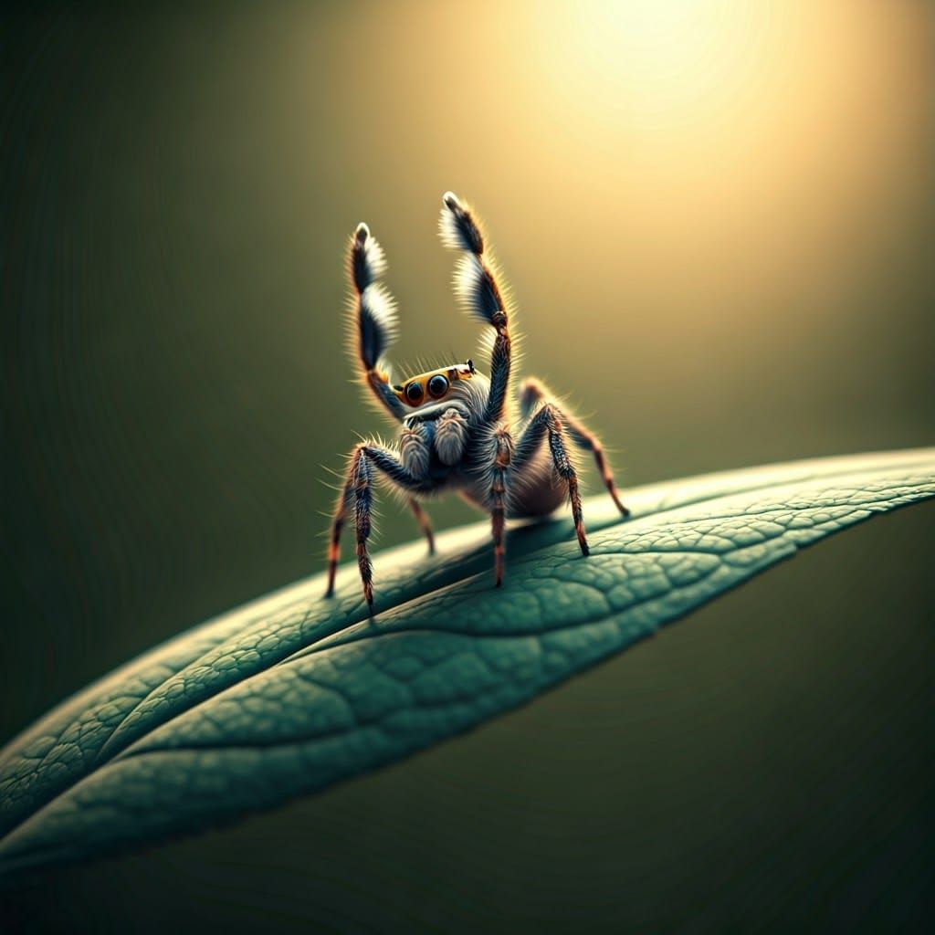 Surreal Feathery Spider Leaps into Vibrant Pastel Hues