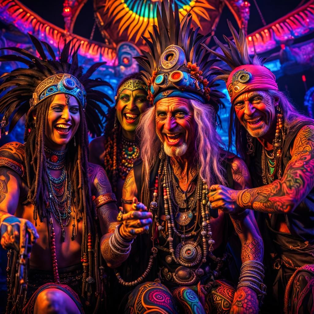 Psychedelic Neon Party: A Volumetric Light Masterpiece