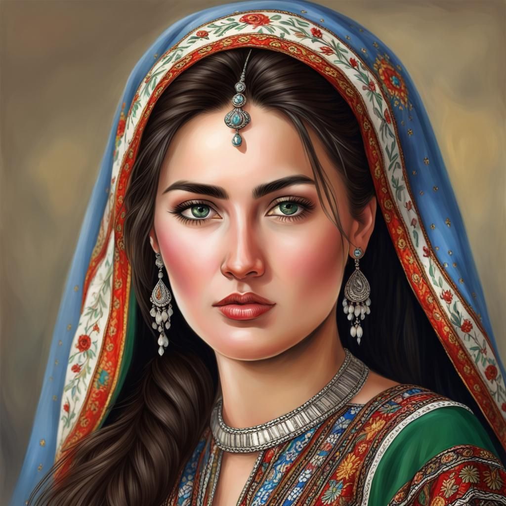 Realistic Portrait of a Beautiful Tajik Woman