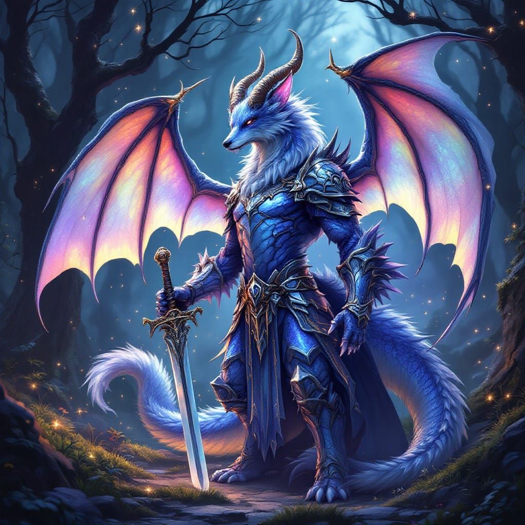 Dragon Fox Hybrid Beast in Mystic Forest