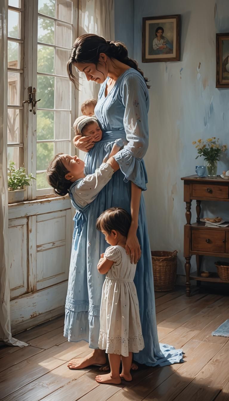 Heartwarming Mother and Child Scene in Cozy Room