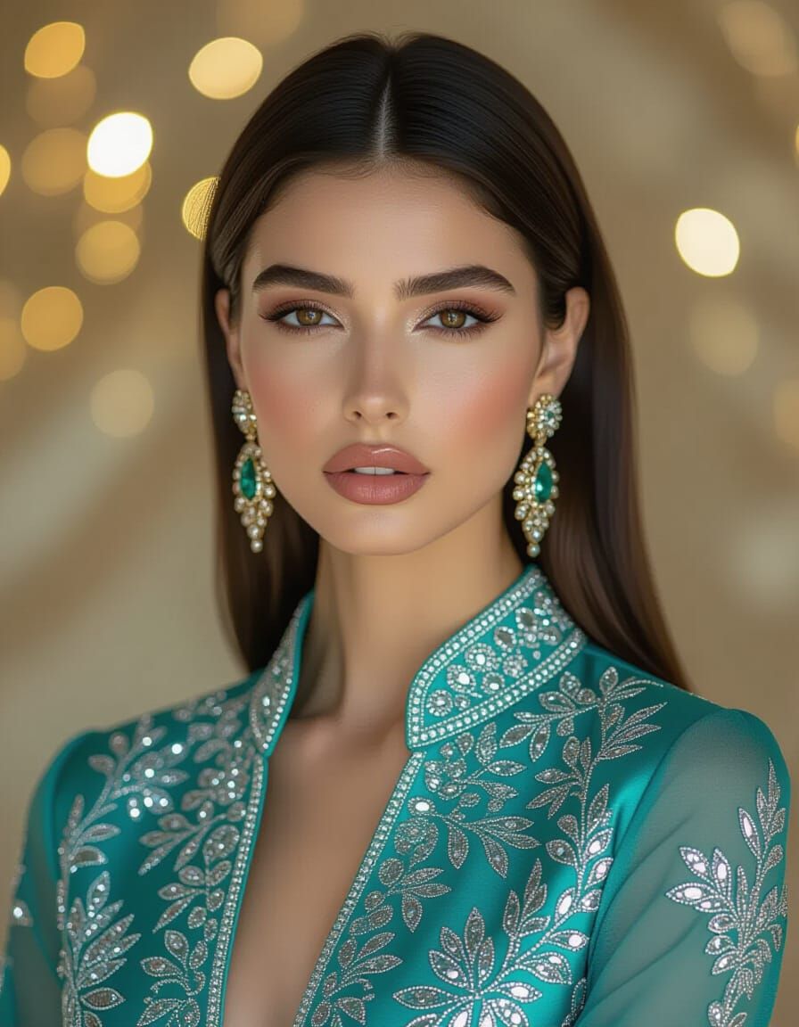Elegant Middle Eastern Woman in Couture Fashion Photography