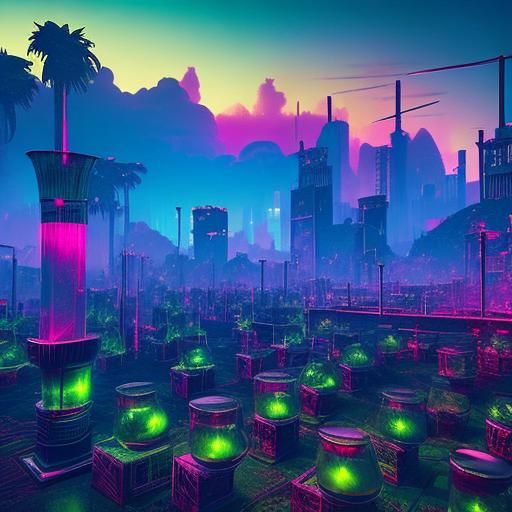 An army of hourglasses stretching to the horizon through a r...