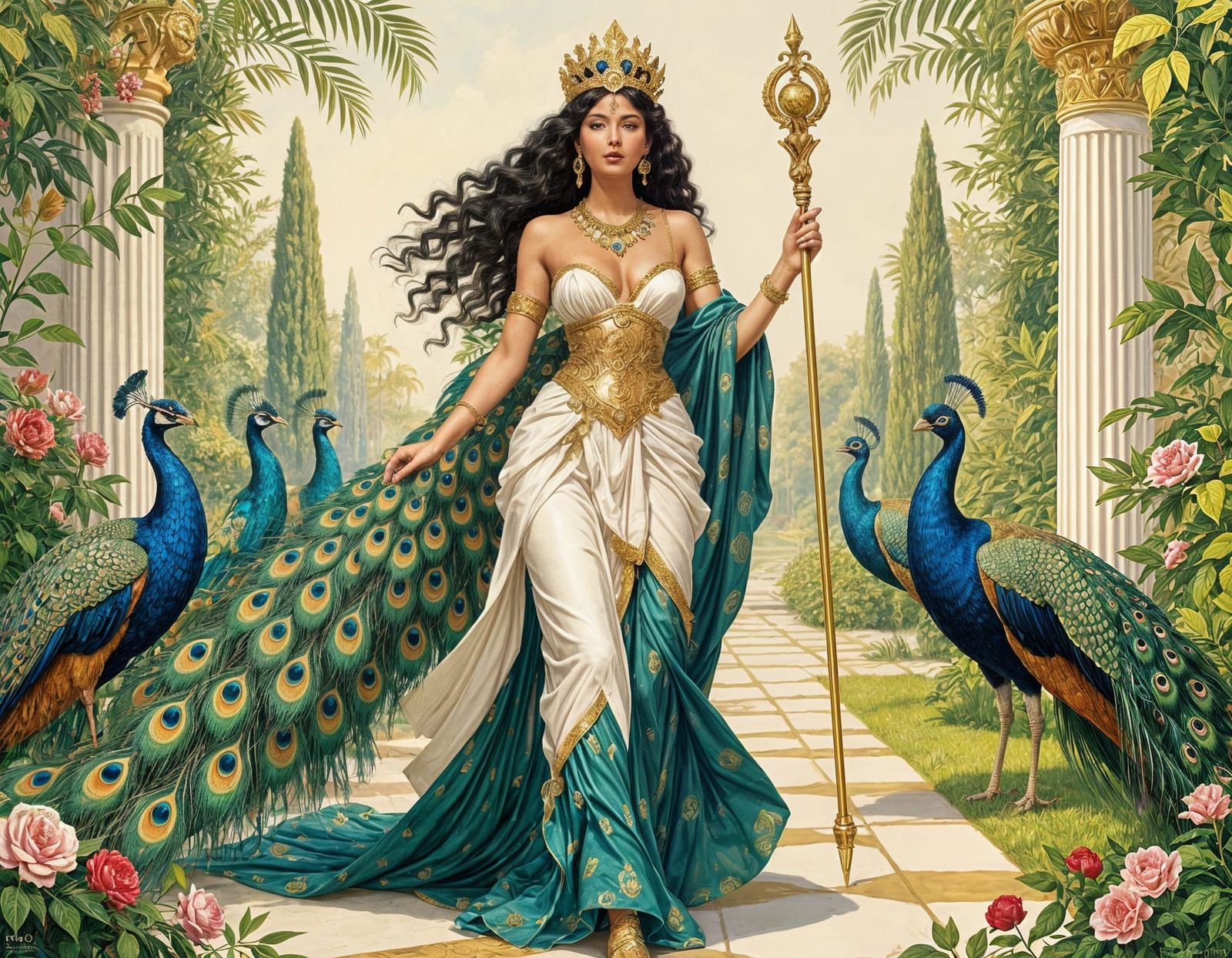 Hera, Queen of the Olympians, in Pin-Up Art Style