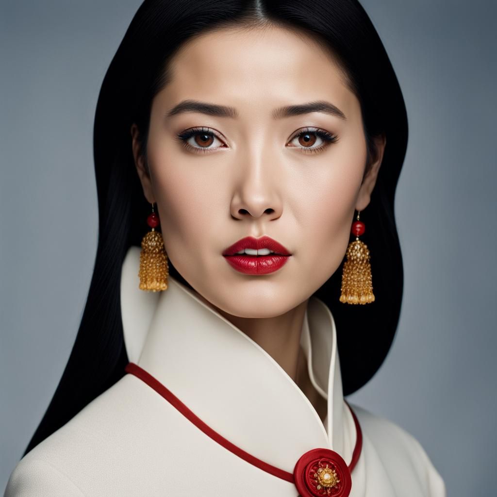 Snow White Asian Beauty: Professional Portrait