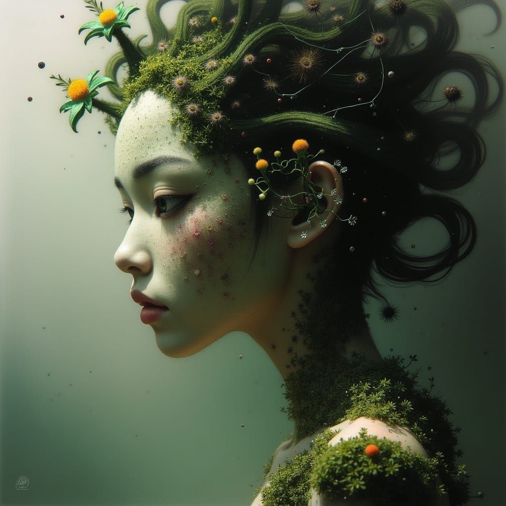 Solarpunk Goddess in a Mystical Landscape