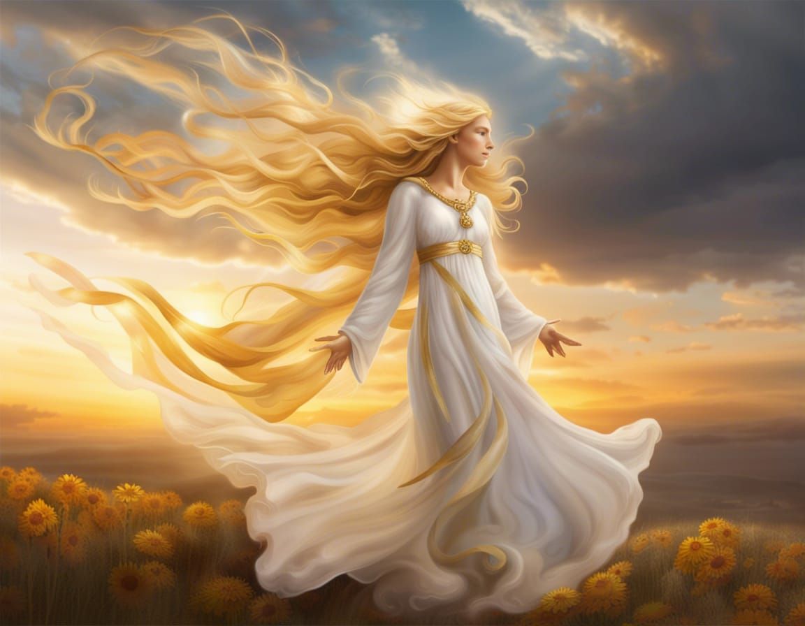 Ethereal Angel Soaring Through the Heavens