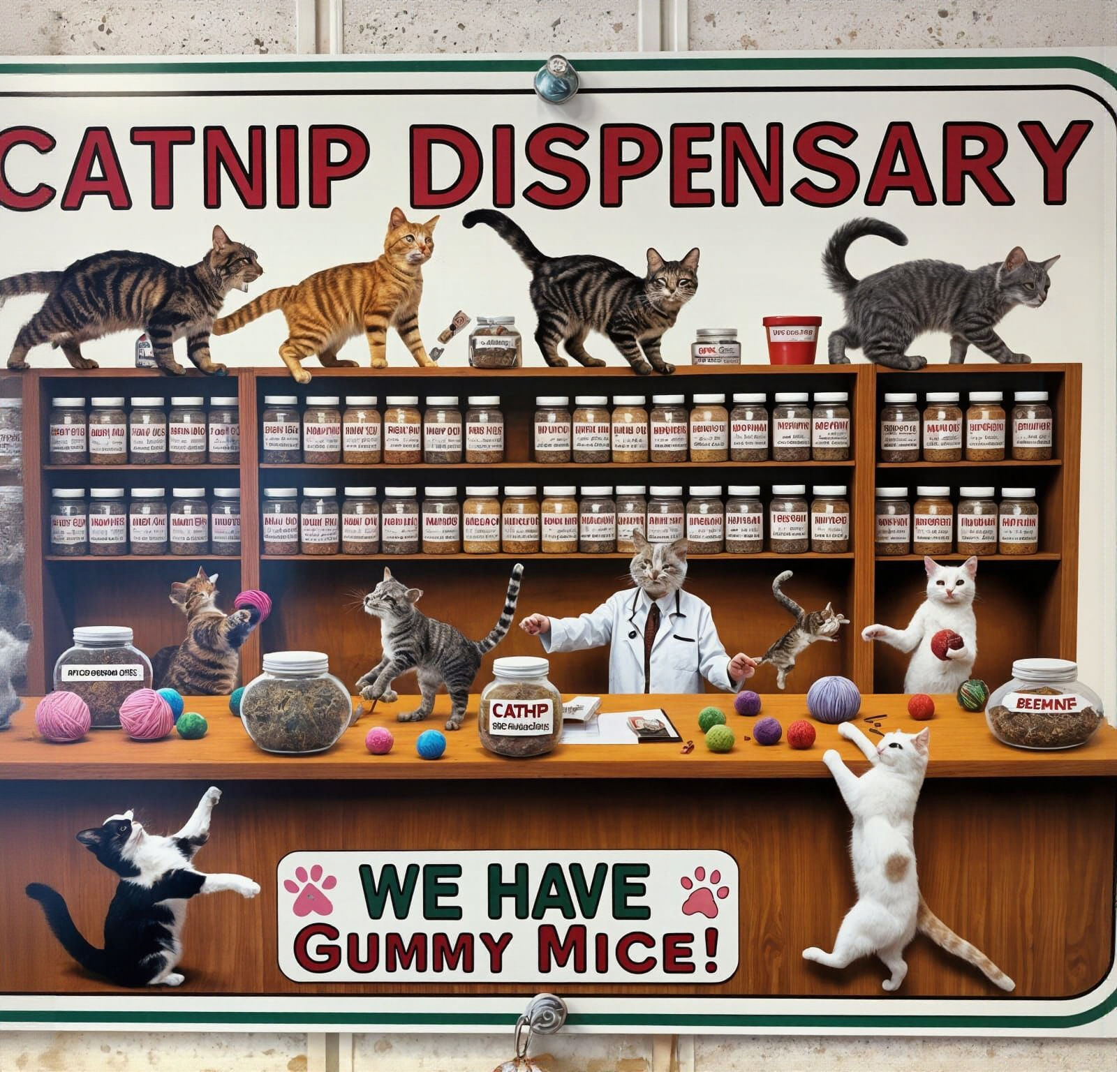 Catnip Dispensary: A Playful Scene with Cats