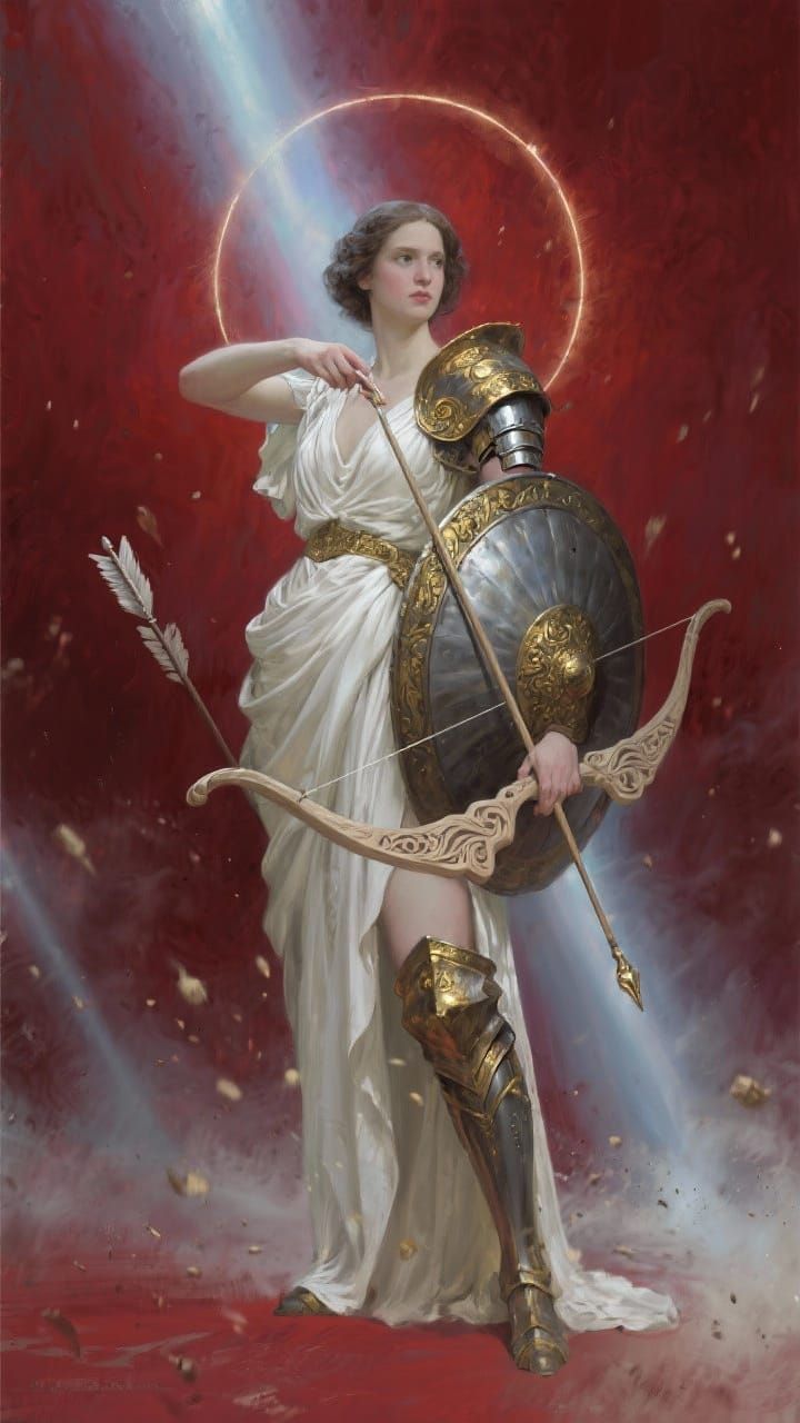 Woman Warrior Portrait with Shield Halo