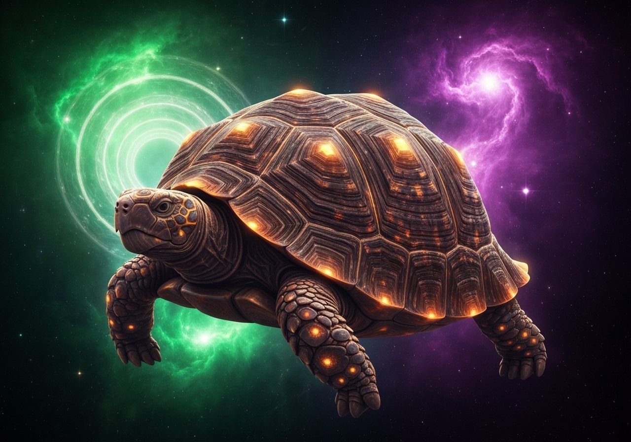 Glowing Fractal Tortoise Shell in Space