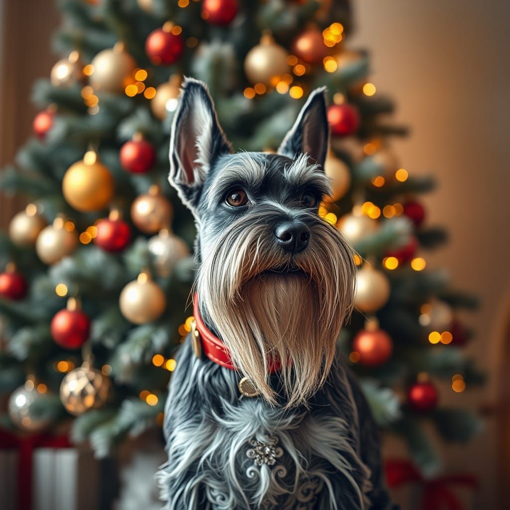 Majestic Schnauzer in Winter Wonderland, 8k