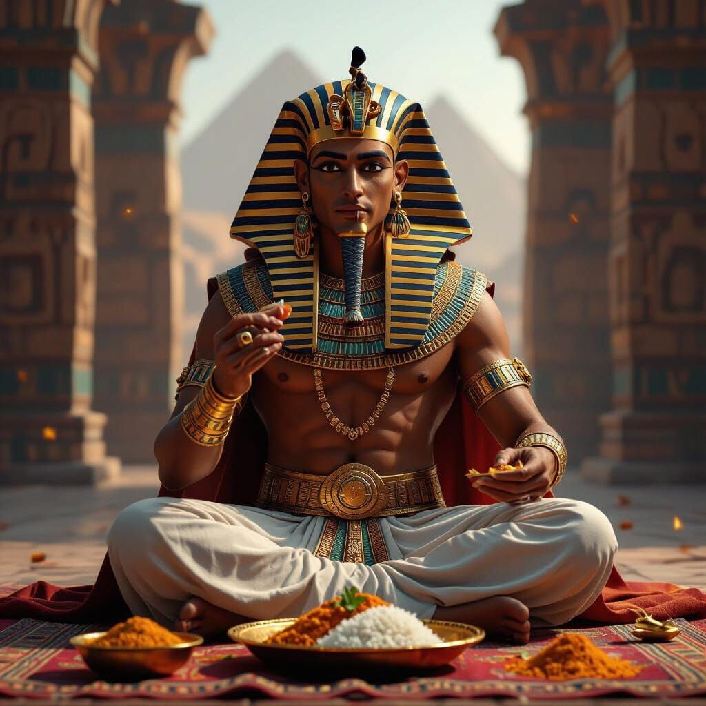 Pharaoh Enjoys South Indian Meal in Detailed Matte Painting