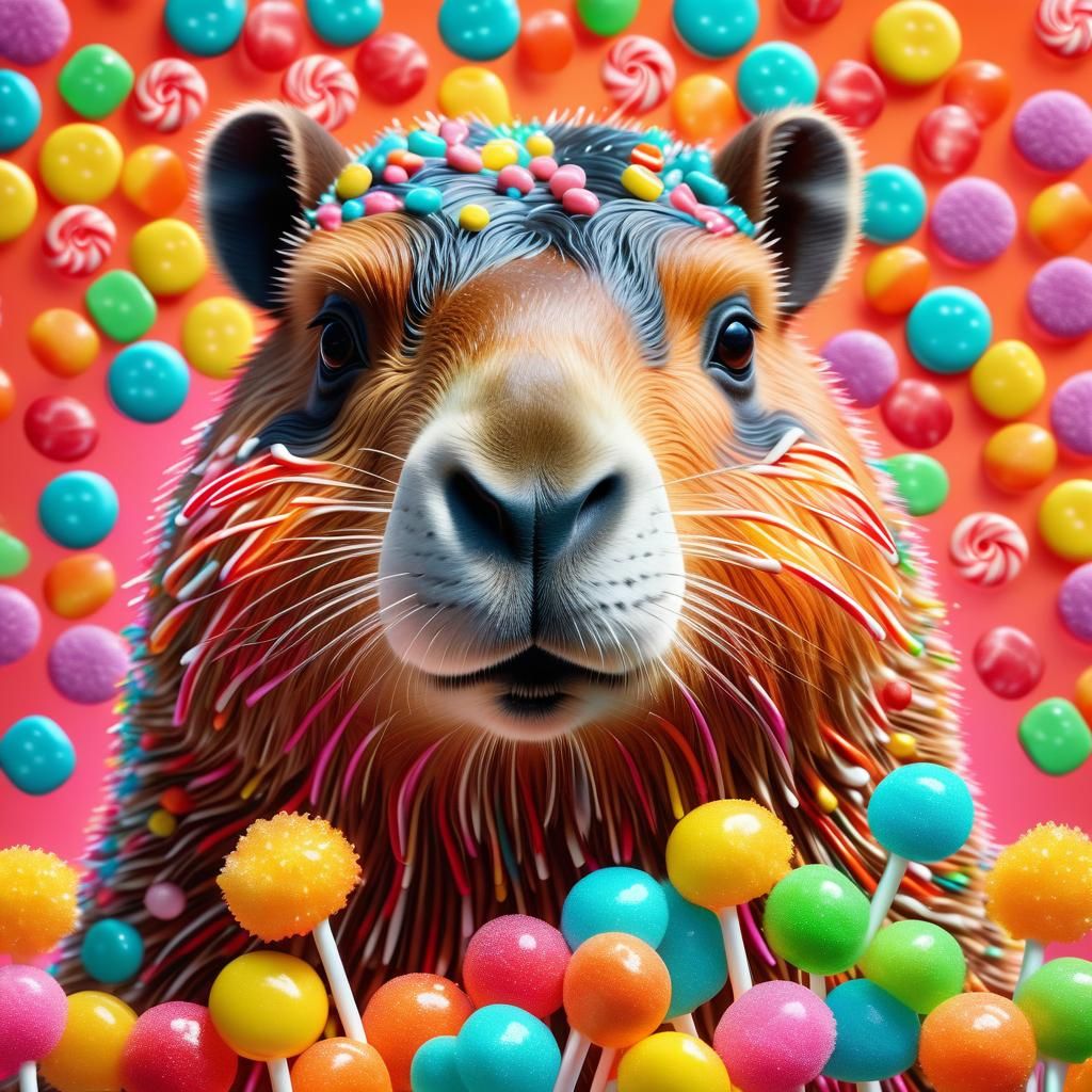 Candy-Coated Hybrid Creature in Hyperrealistic Style