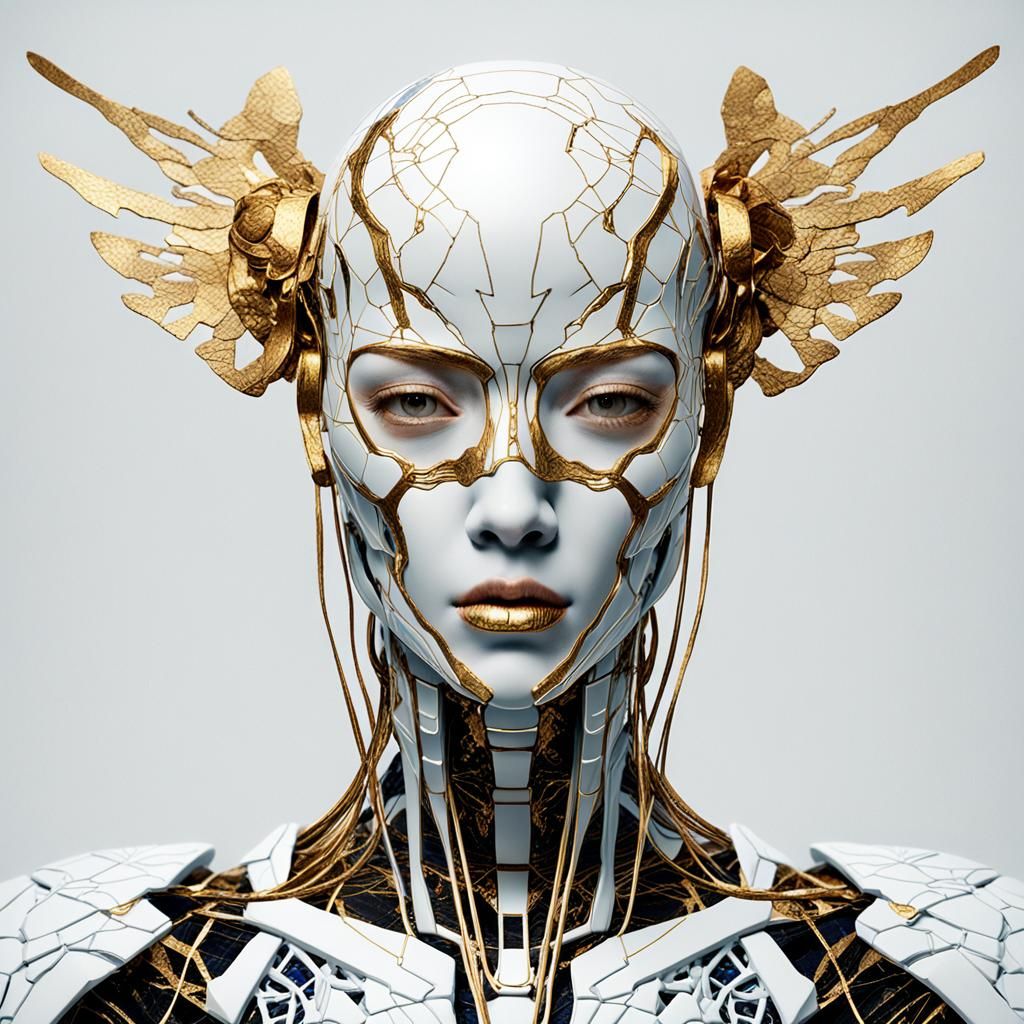 Cyborg Angel in Kintsugi Style