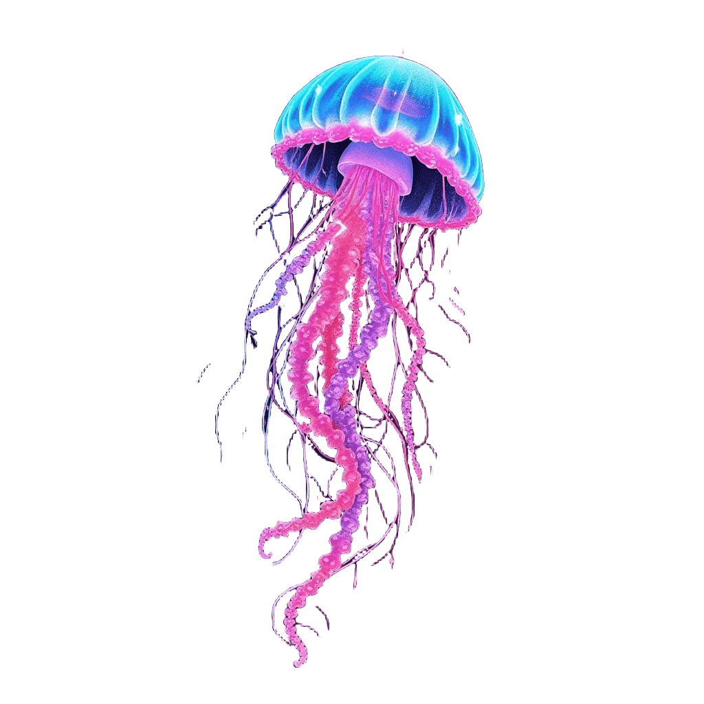 Vibrant Neon Jellyfish Tattoo Art in Realistic Ink Style