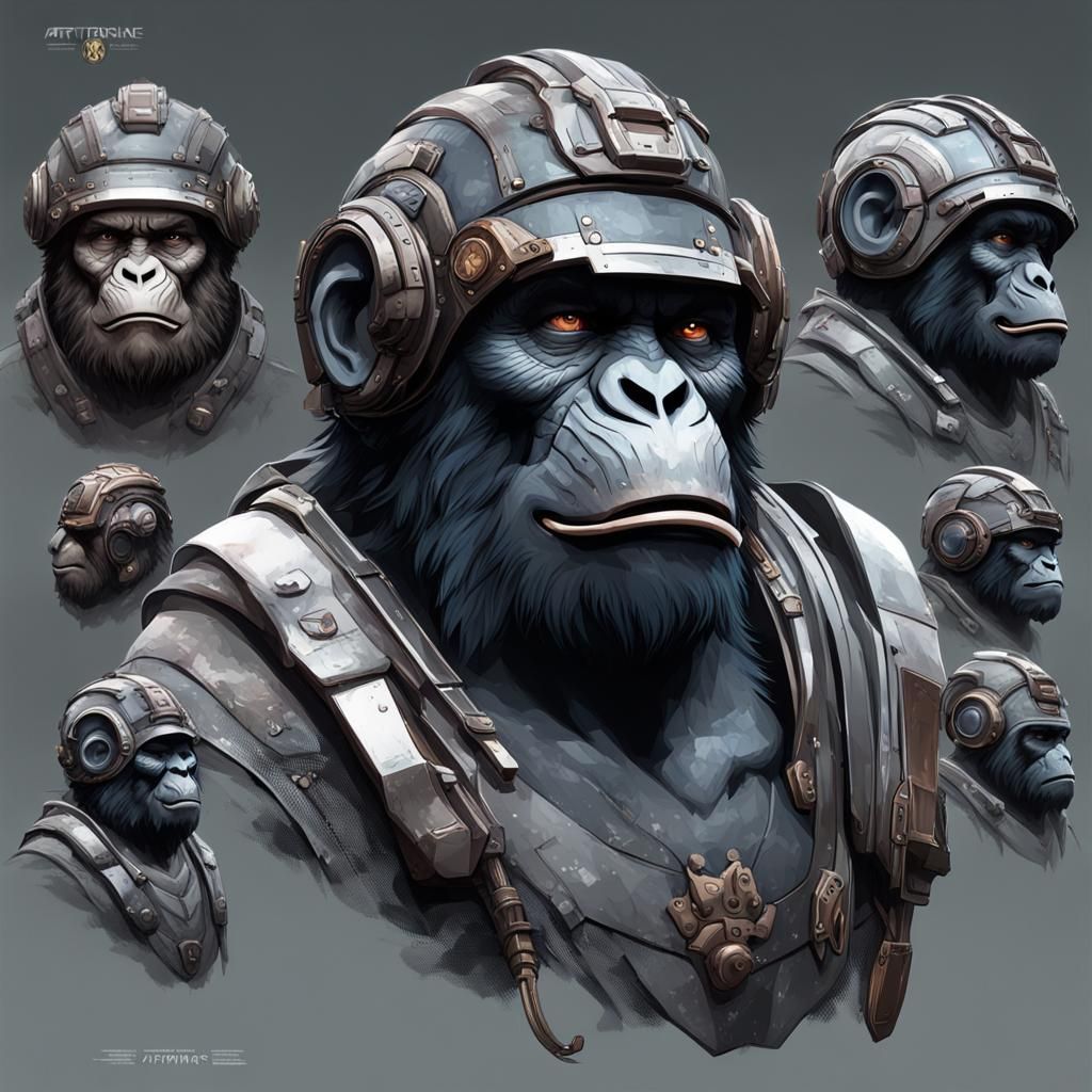 Ape to Human Evolution Portrait in Hyperdetailed Style