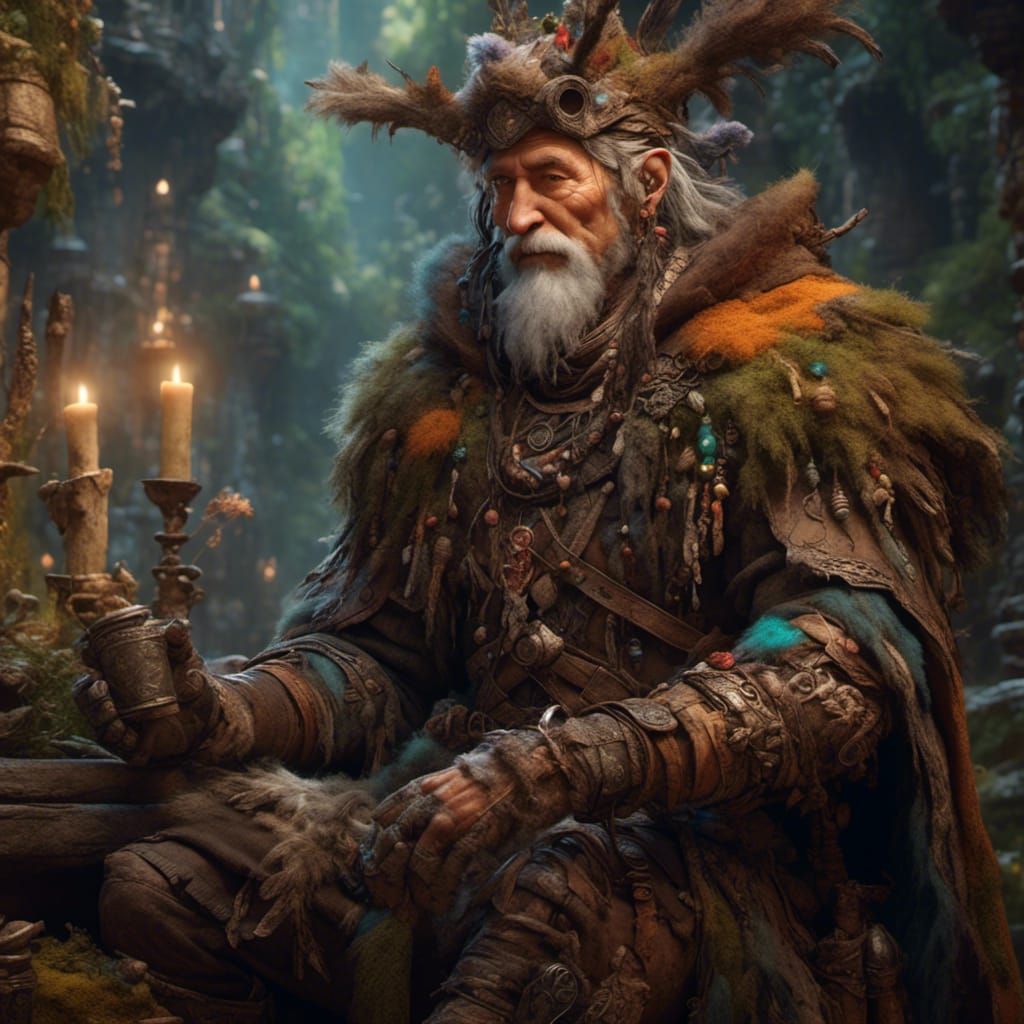 Aged Druid in Feywild Fantasy Art