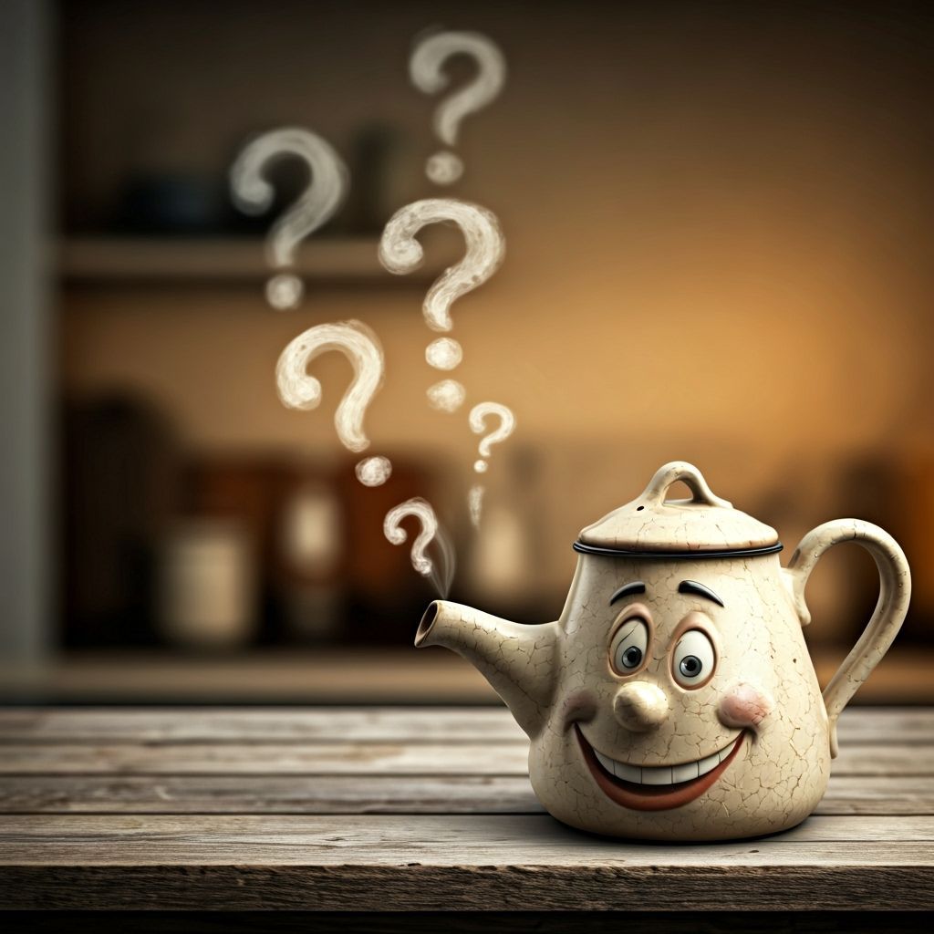 Mischievous Grinning Teapot in Storybook Style