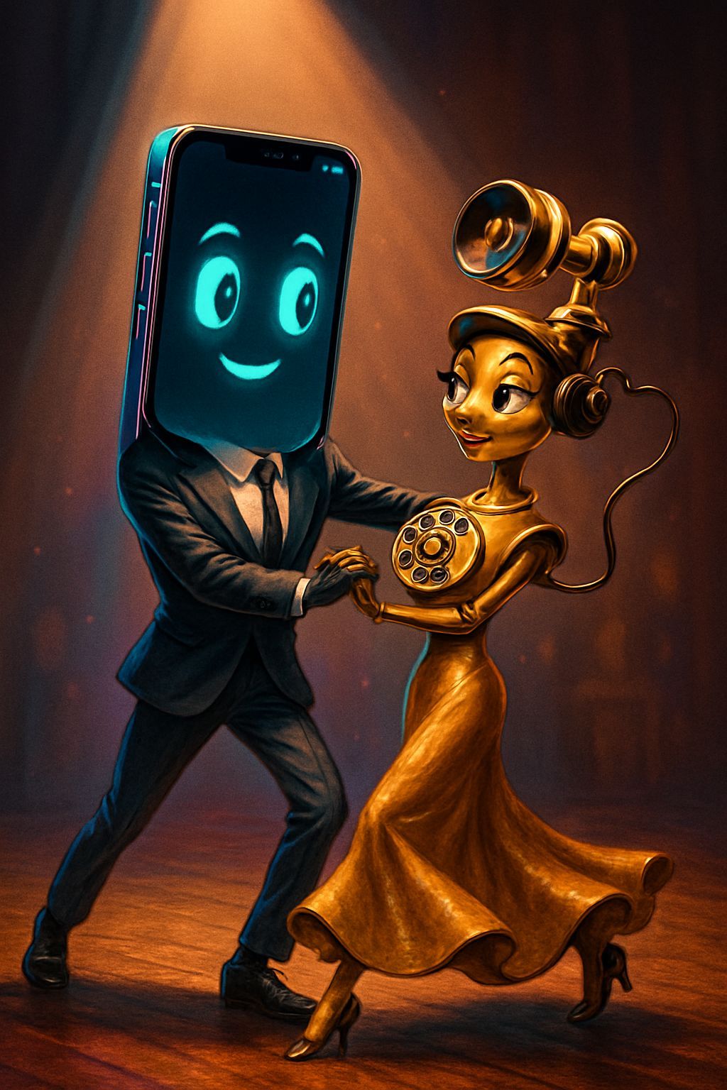 Modern iPhone Dances With Vintage Candlestick Phone