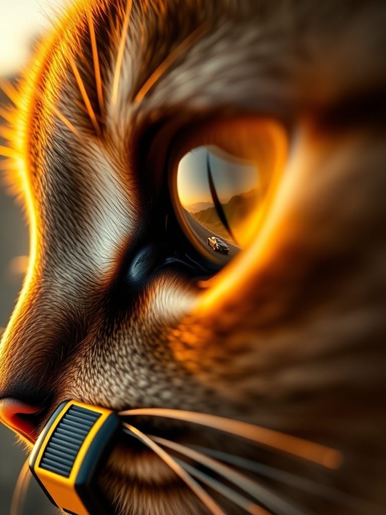 Golden-Eyed Feline Focus, Inspired by High-Octane Speed