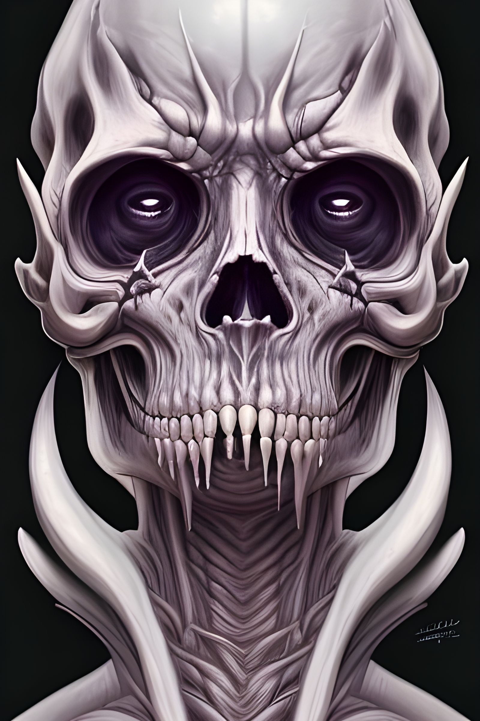 Gothic Skull Demon Sorcerer Concept Art Portrait