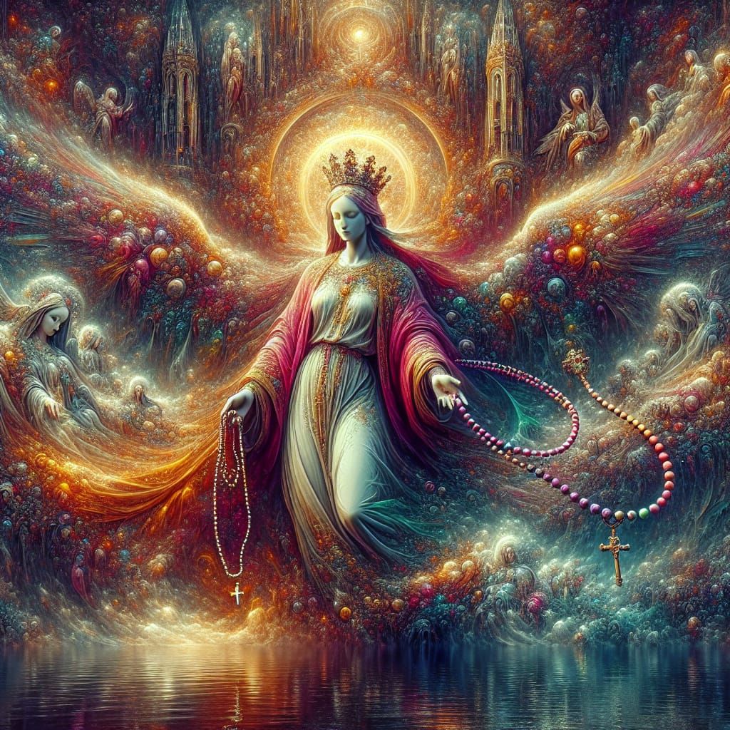 Holy Mary with Rosary: Fantasy Concept Art
