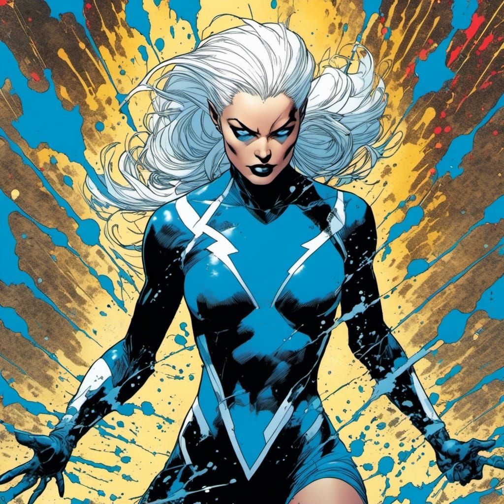 Storm of the X-Men in Splatter Graffiti Style