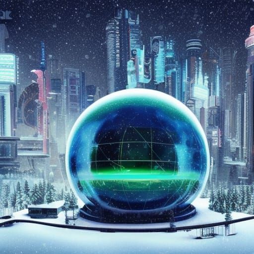 Cyberpunk Snow Globe: Detailed 3D Model