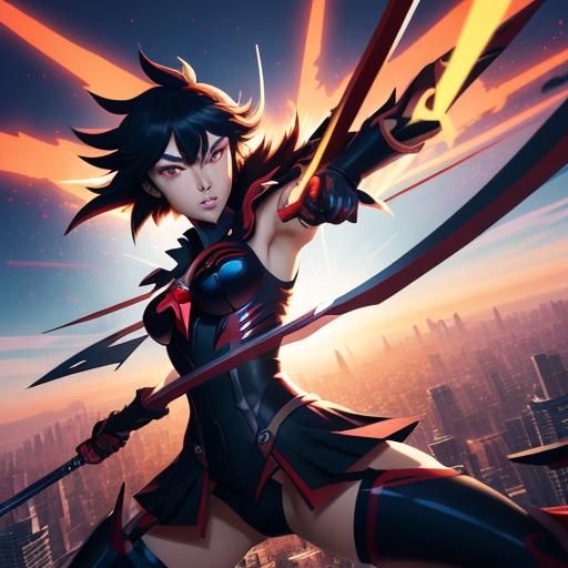Ryuko Matoi in Anime-Inspired Digital Art