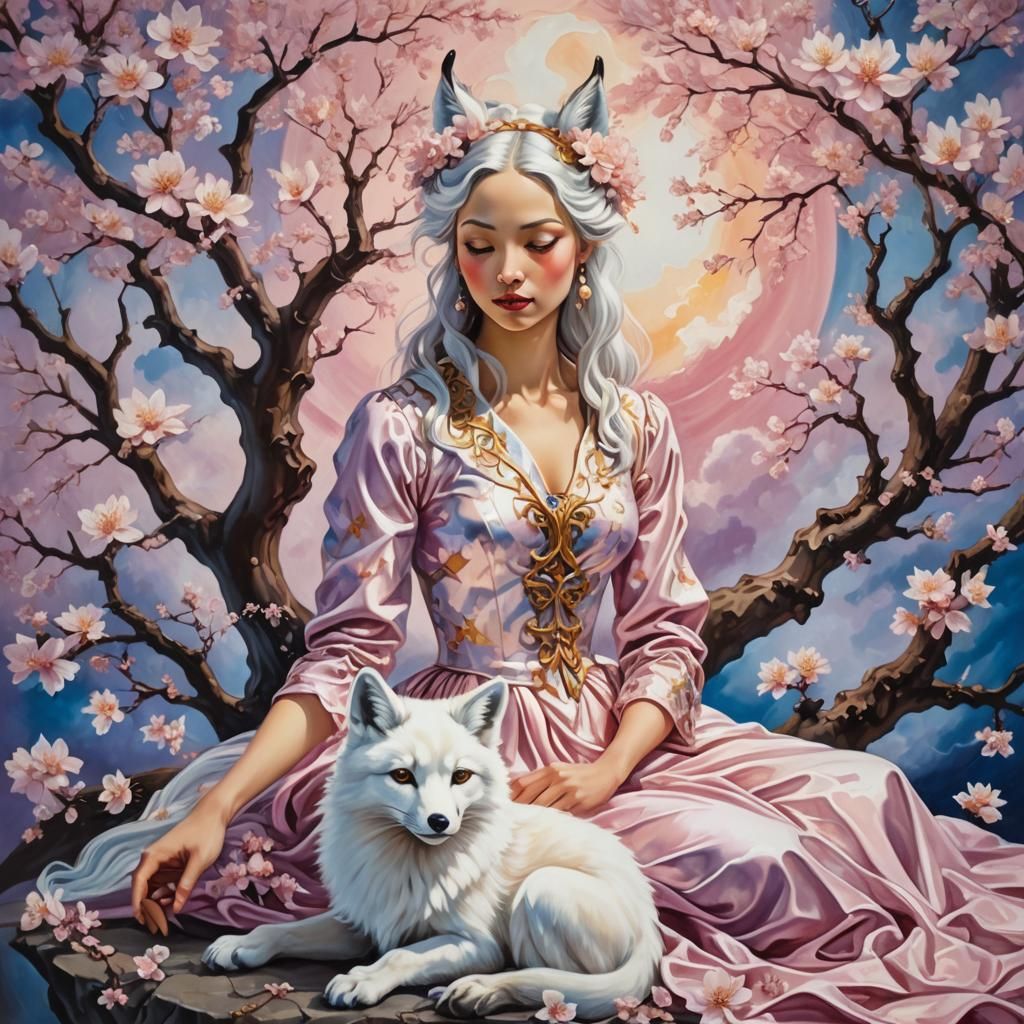 Surreal Fairy with Fox in Dreamscape