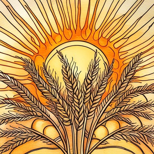 Vintage Sun in Farmers Almanac Folk Art Style