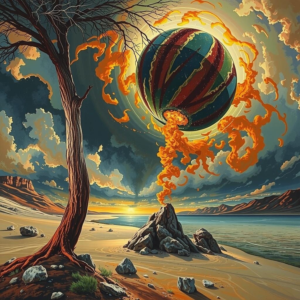 Australian Outback Landscape Painting in Namatjira Style