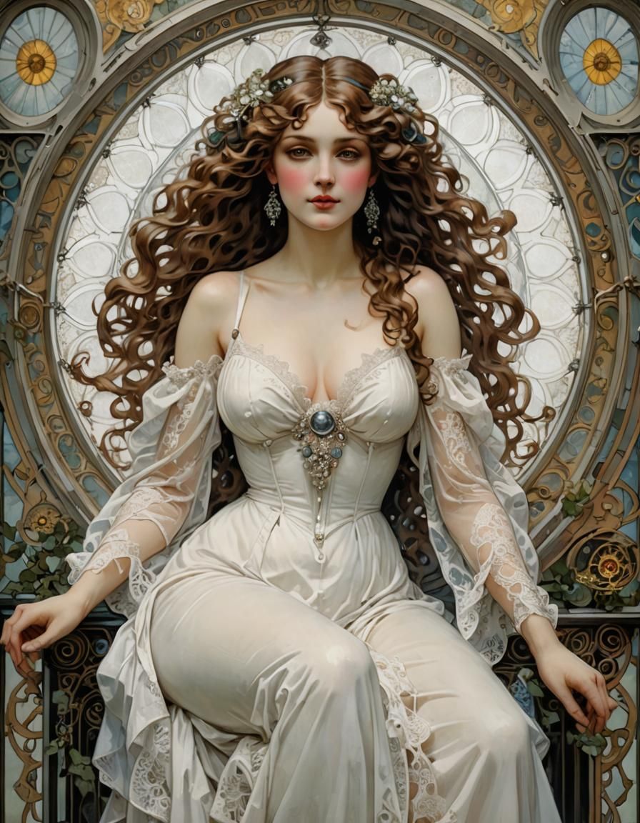 Magnificent French Woman in Art Nouveau Style