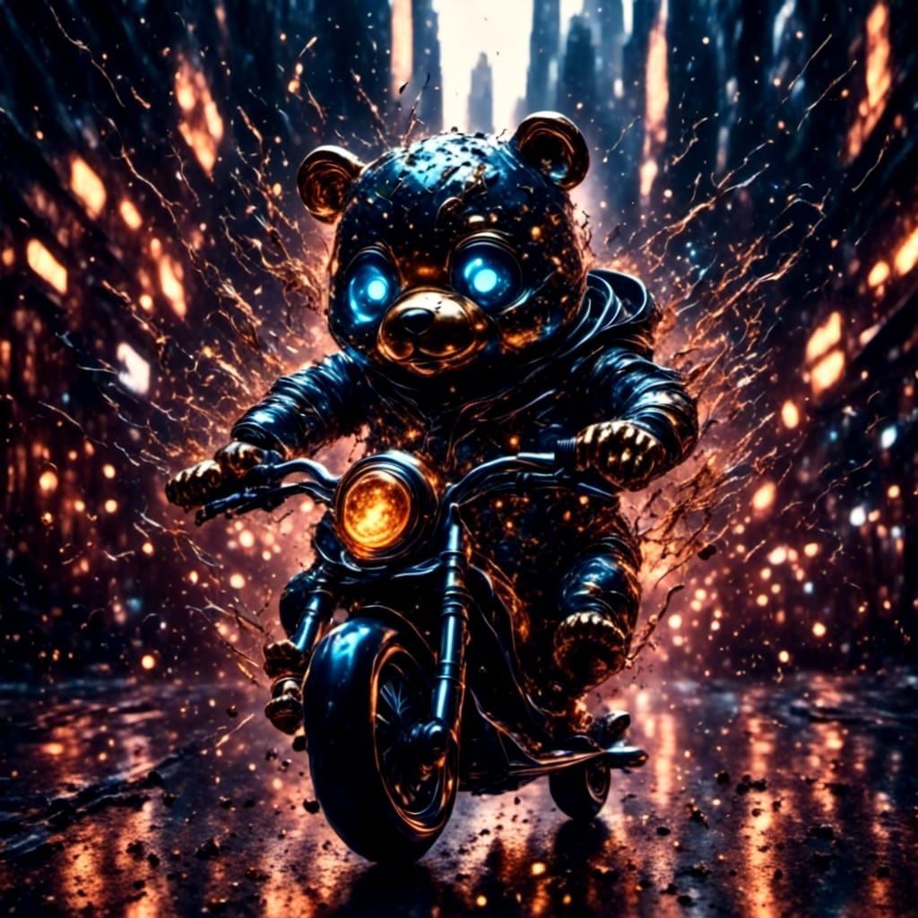 Sci-Fi Gummy Bear Cyborg on Scooter